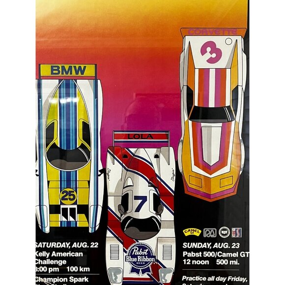 1981 Pabst 500 Racing Poster Road America BMW lola Corvette 28" framed +xtras - Picture 7 of 13